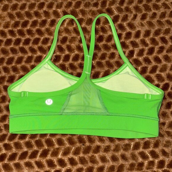 Lululemon Flow Y Sports Bra IV Frond Green Light Support Run Luon Mesh Coolmax 4 - Picture 9 of 10